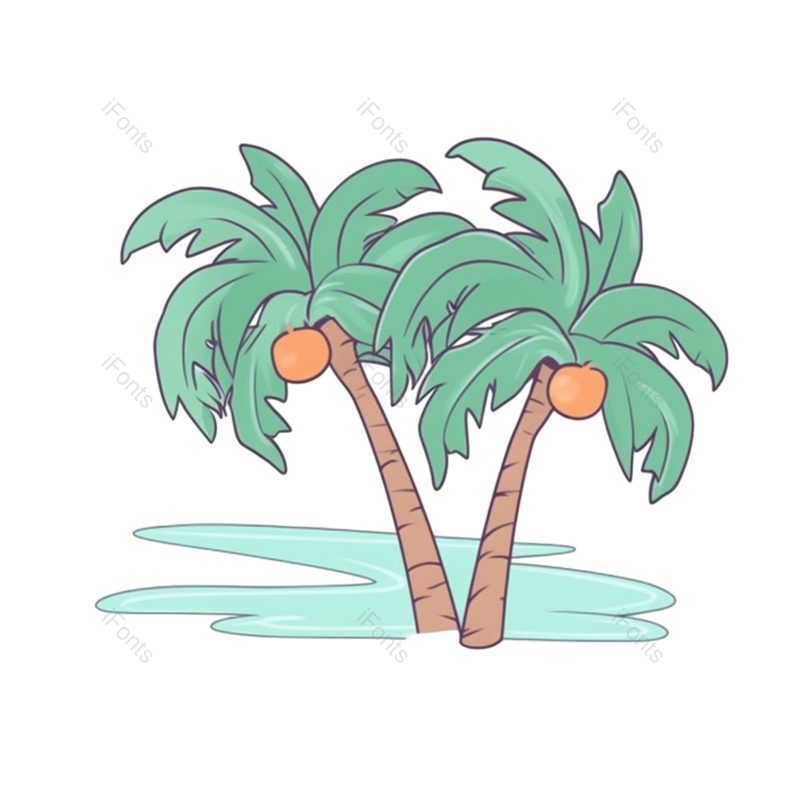 卡通图片,树木元素,夏天PNG,海洋免抠素材